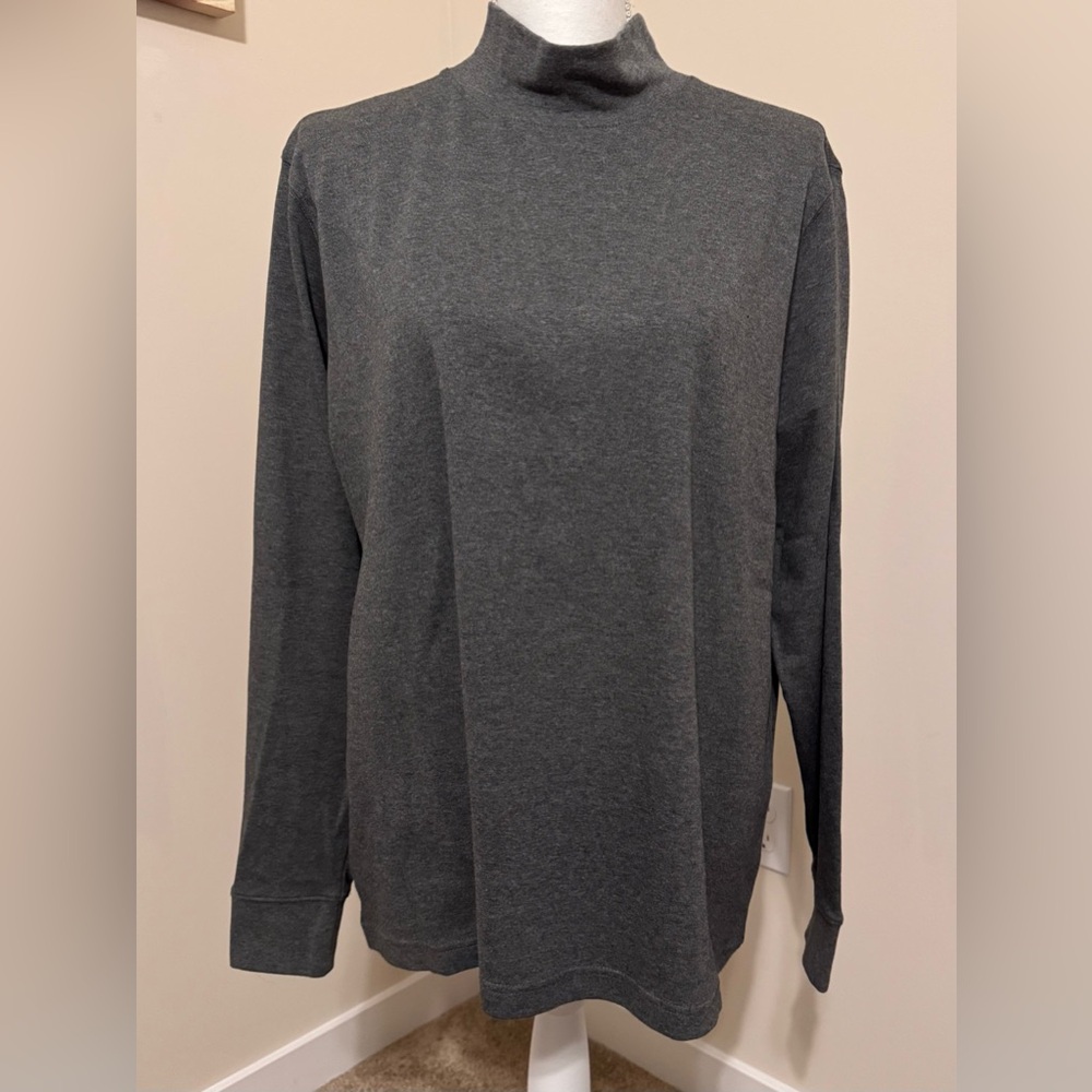 Lands' End Gray Relaxed Fit Mock Neck